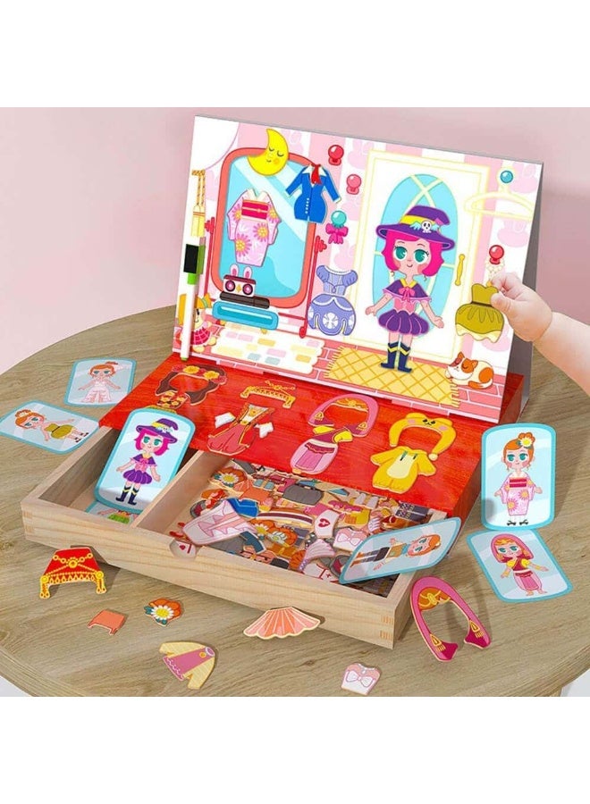 Mitoy Magnetic Dress-Up Doll Toy – Montessori Princess Puzzle Board with Outfits, Whiteboard Drawing, Markers & Storage Drawer – Creative Educational Toy Gift for Girls Ages 3 4 5 6 - Image 3